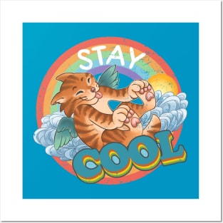 Stay Cool Cat cute retro vibes Posters and Art